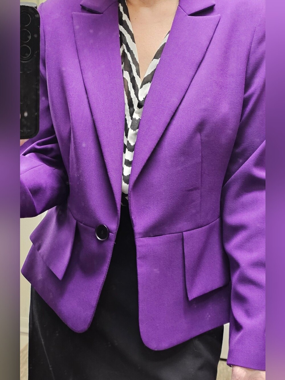 Kasper Vibrant Purple Single-Button Tailored Blazer 8